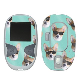 MightySkins Glossy Glitter Skin Compatible with Care Touch Glucose Meter - Cool Corgi | Protective, Durable High-Gloss Glitter Finish | Easy to Apply and Change Styles | Made in The USA