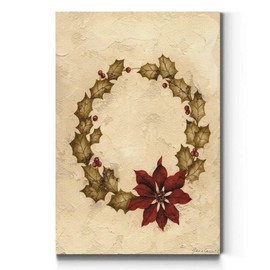 WEXFORD HOME Poinsettia Wreath Wall Art, Festive Christmas & Winter Decorations, Beautiful Holiday Decor, Premium Gallery Wrapped Canvas Decor, Ready to Hang, 12 in H x 18 in W, Made in America