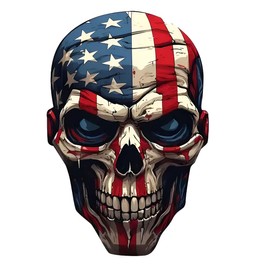 American Flag Skull Vinyl Car Window Decals – Waterproof Removable Bumper Sticker 2-Pack, Patriotic Graphic for Laptops, Vehicles, and Water Bottles#B045