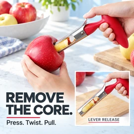 Stainless Steel Apple Corer for Fruit Prep – Serrated Core Remover with Quick-Release Lever and Ergonomic Handle