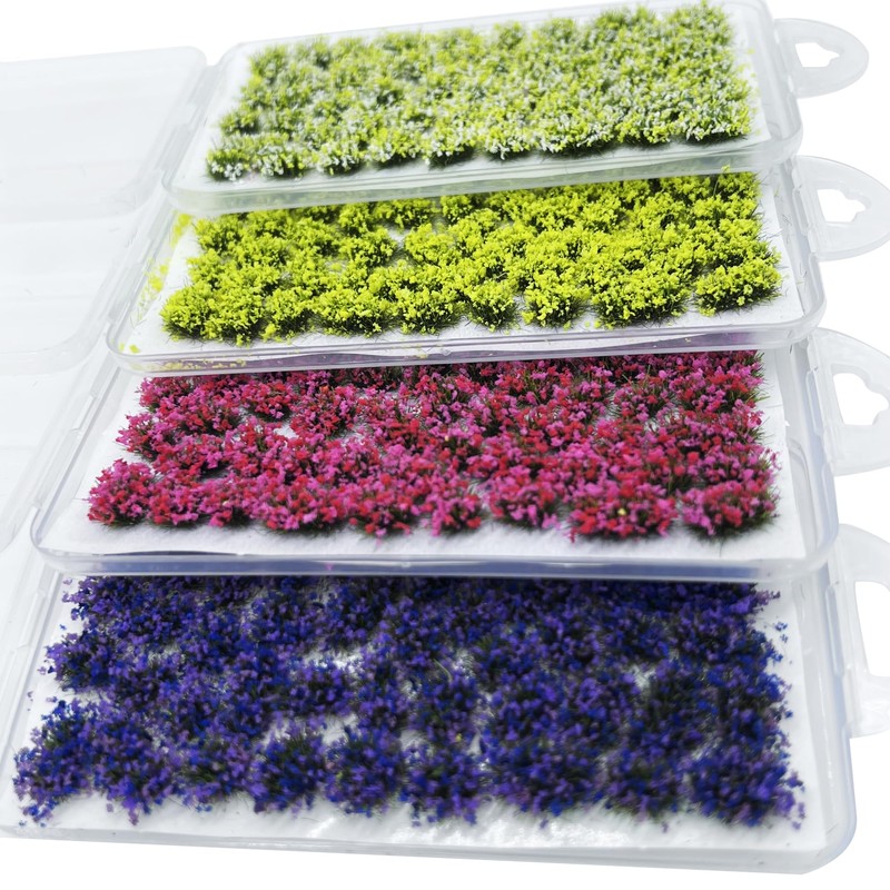Woohome Miniature Colourful Flower Cluster, Multi Sizes Static Grass Tuft