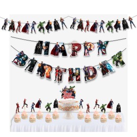Superhero Theme Birthday Party Supplies – Fun & Bold Party Decor – Perfect for Kids’ Superhero Parties & Celebrations