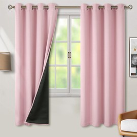BGment Baby Pink 100% Blackout Curtains for Nursery Bedroom 72 Inch Length 2 Panels, Thermal Insulated Full Light Blocking Grommet Noise Cancelling Window Curtains for Girls Room, 52 Inch Wide Each