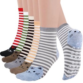 Pilates Socks Cute Grip Socks for Women and Girls Fun Cat Paw Non Slip Grippy Slippers with Grippers for Yoga Barre Hospital