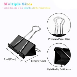 Extra Large Binder Clips, 12 Pack, 2.4 Inch, Standard 60mm, Black, Large Binder Paper Clips, Fold Clamp, Extra Large Size, Jumbo Paper Clips, Office Clips, with Storage Container