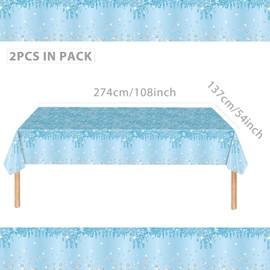 2pcs Pastel Blue Table Cloth Party Disposable Tablecloths,137 x274cm Shiny Glitter Diamond Blue Party Rectangular Dining Table Cover Baby Blue Tablecloths for Baby Shower,Wedding,Birthday Party Décor