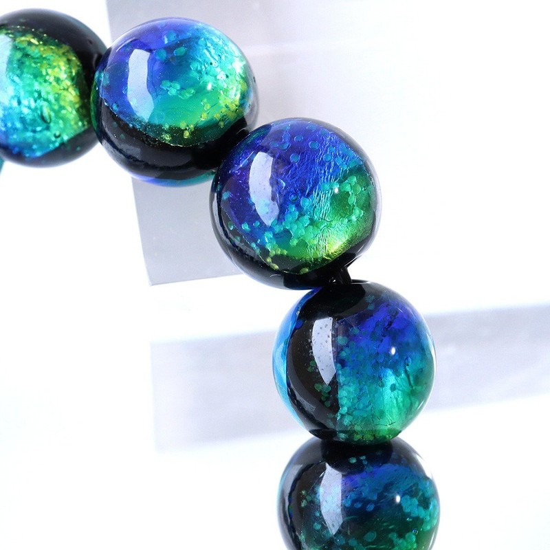 Gold Stone Keramarin Firefly Glass Bracelet, 0.5 inches (12 mm),
