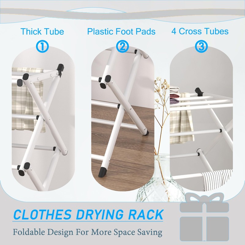 FKUO Household Indoor Folding Clothes Drying Rack, Dry Laundry and