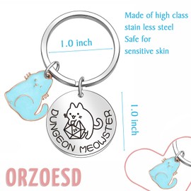 ORZOESD Cat Dice Inspired Gifts Cat Lover Keychain Gamer Player Jewelry Gamer Birthday Keychain Board Game Collectors Gifts For Boyfriend Keychain Best Friend Keychain Son Gifts