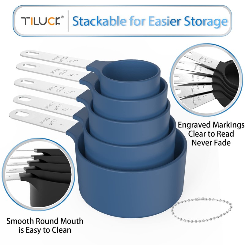 TILUCK Measuring Cups & Spoons Set, Stackable Cups and Spoons,
