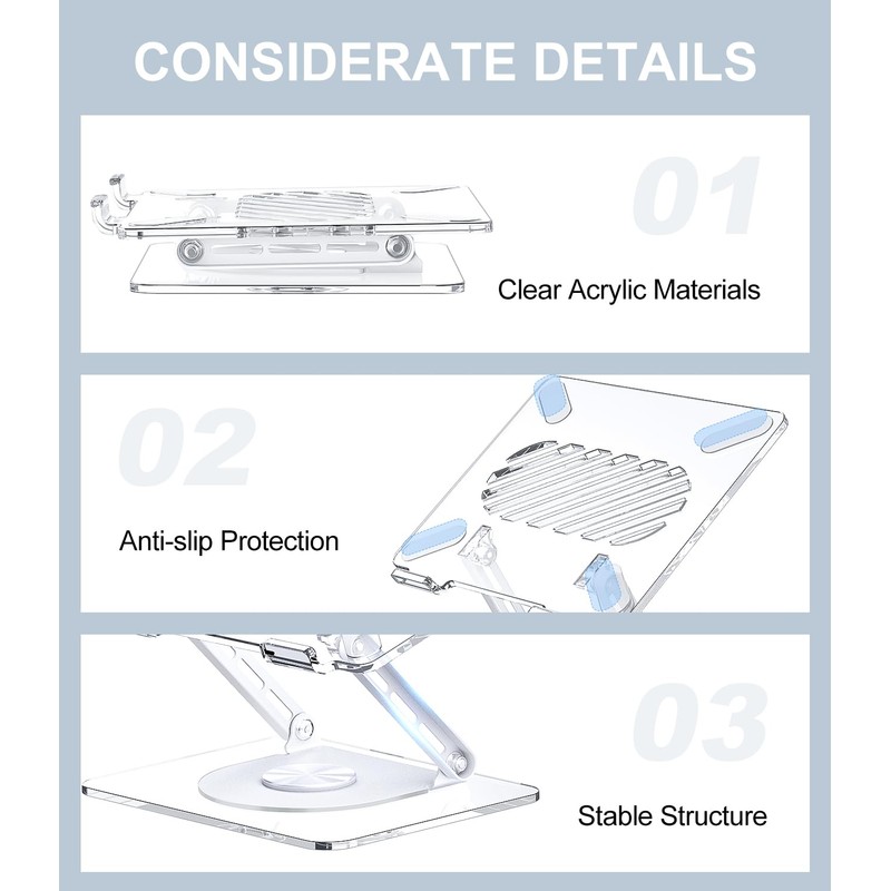 MCHOSE Acrylic Laptop Stand for Desk with 360 Rotating Base