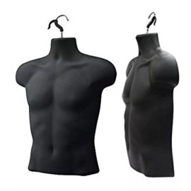 OnlyHangers Only Hangers Upper Male Torso Form, Black 4pk