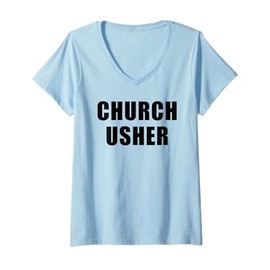 Womens Church Usher - Christian Faith Staff & Volunteer Uniform V-Neck T-Shirt