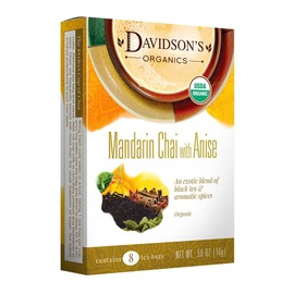 Davidson's Organics, Mandarin Chai w/Anise, 8-count Tea Bags, Pack of 12