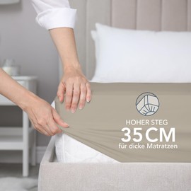 Dreamzie Fitted Sheet 120 x 200 cm - 35 cm Deep Pocket - 100% Microfibre Bed Sheet - Linen, Tested for Harmful Substances (Oeko Tex), Bed Sheet with Elastic Band