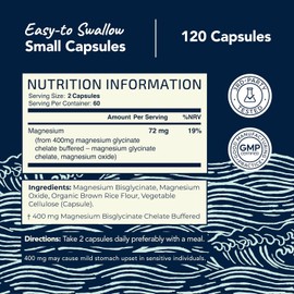 Magnesium Glycinate 400mg | Chelated Bisglycinate for Muscle Relaxation, Bones, Heart, Nerve, Sleep & Calm Support for Women & Men | High Absorption Magnesium Chelate Supplement