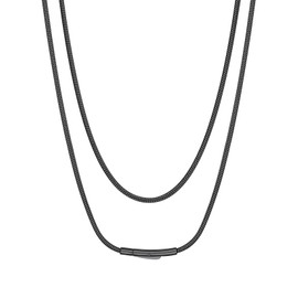 Suplight 2mm Black Necklace Mens Snake Chain Jewellery Stainless Steel Chains for Women 22"
