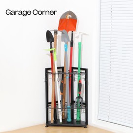 UU-Major Garden Tool Organizer,Yard Tool Rack Heavy Duty,Free Standing for Garage Corner,Garage Organization,Garage Organizers and Storage,Garden Tool Holder for Lawn,Shed,Outdoor,Metal