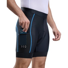 SPEEDCYC Men's 4D Padded Bike Shorts Cycling Underwear Biking Bicycle Padding Shorts for Men Side Pockets Blackblue