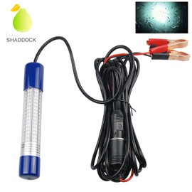 Underwater Fishing Light 1600Lumens 12V 24V 10.8W 180 LED Submersible Dock Light Attractants with Battery Clip & Power Plug IP68 Waterproof 20ft Cord for Docks Boats Kayaks and Saltwater