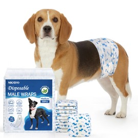 MICOOYO Dog Diapers Male Disposable | Super Absorbent Male Dog Wraps | Ligher Male Dog Diapers | Leakproof Puppy Diapers Male Doggie Diapers with Wetness Indicator (M, 20Counts)