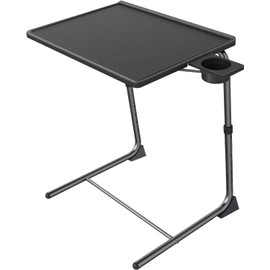 HUANUO Adjustable TV Tray Table - TV Dinner Tray on Bed & Sofa, Comfortable Folding Table with 6 Height & 3 Tilt Angle Adjustments (Black)