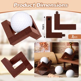 Lineshading 3 Pcs Golf Ball Display Rack Wooden Golf Ball Display Holder 1.97 Inches Decorative Ball Stand Brackets for Single Golf Balls for 3D Printing Golf Ball Stand Holder (Walnut Color)