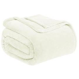 MUXHOMO Fleece Throw Blanket for Couch, Cozy Lightweight Flannel Blanket, Warm Fuzzy Blanket for Winter Bed Sofa Travel (Cream, 50" x 60")