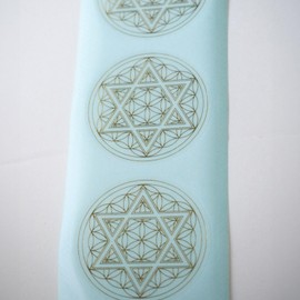 RELIGHT Flower of Life Hexagram Sticker Sacred Geometric Orgonite Decor Material Flower of Life Transparent Gold (15 Pieces, 40mm)