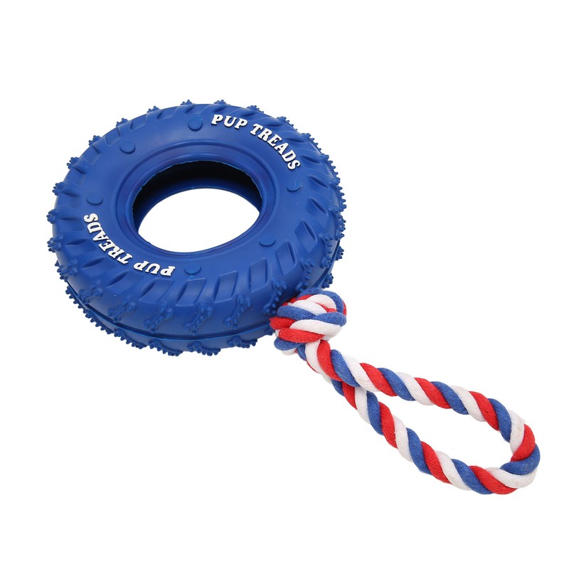 Dog Tire Chewing Toy Bite Resistant Treat Dispensing Rubber Aggressive