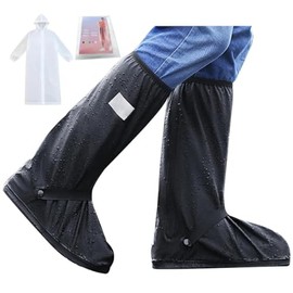 1 Par Protector de Zapatos Impermeable Cubiertas de Zapatos +1Pc Poncho Desechable - Overshoes Botas de Lluvia Impermeables Prueba Nieve Cubrebotas Mo