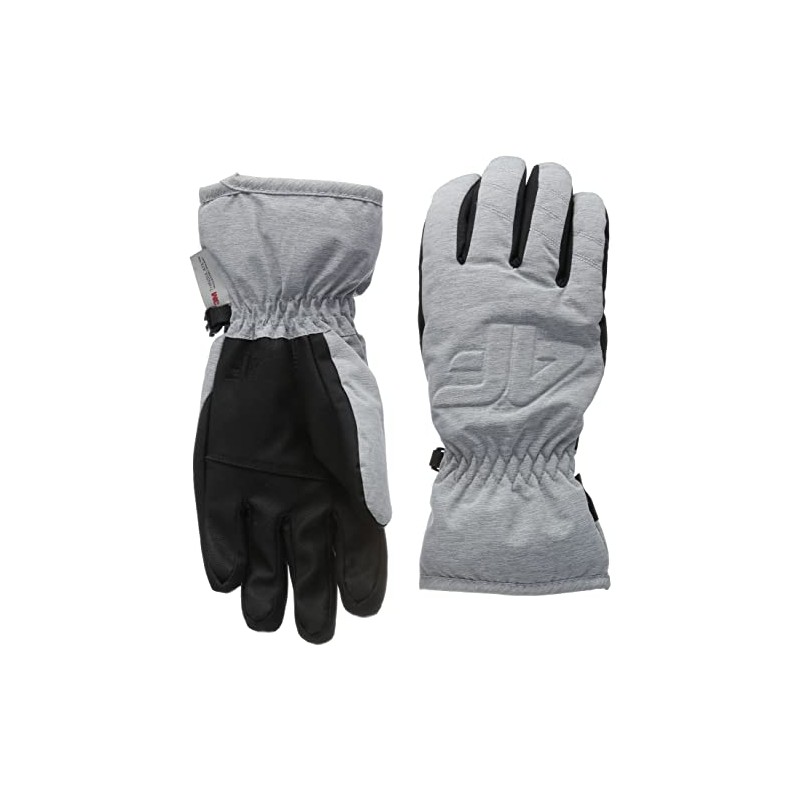 4F Women's SKI Gloves RED001 Jeans, Cold Light Grey Melange,
