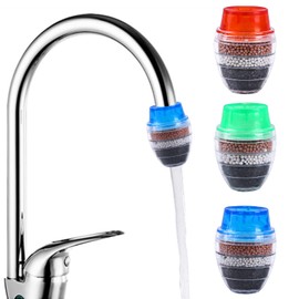 3 Pack Faucet Mount Filters, Faucet Water Filter Tap Water Purifier for Faucet Kitchen Bathroom Sink Filter Filtration Activated Carbon Removes Chlorine Fluoride Heavy Metals Hard Water
