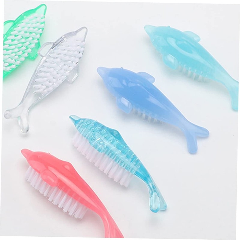 Healvian 5pcs Dolphin Shape Nail Cleaning Brush Fingernail Scrub for