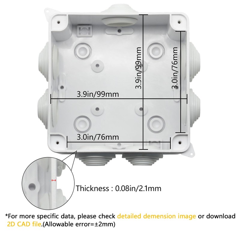 LeMotech ABS Plastic Dustproof Waterproof IP65 Junction Box Universal Electrical