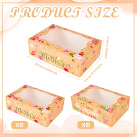 HOWAF Happy Mother's Day kraft paper Cookie Boxes with Transparent Window, Mothers Day Bakery Treat Candy Floral Gift Boxes for for Mothers Day Best Mom ever Birthday Party Supplies-Set of 12