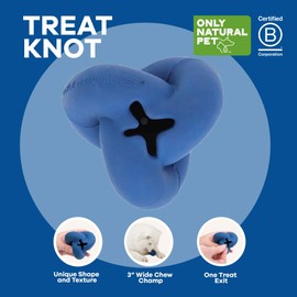Only Natural Pet Rubber Boredom Buster Treat Stuffer Dog Toys - Interactive Stuffable Feeder Dispenser Fillable Durable Play Puppy Medium Large XS Chew Pup Hide Holder Easy Refill -TreatKnot/DarkBlue