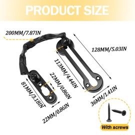 Yosawa 2 Pcs Chain Door Guard ，Door Chain Lock Door Latch ，Child Proof Apartment Front Chain Door Guard with Screws，Steel Chain with Leather Cover（Black/L）