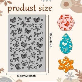CHGCRAFT Bow Polymer Clay Texture Sheets Love Heart Texture Mat Rubber Clay Texture Mat Clay Modeling Pattern Pad Texture Sheets for Earrings Jewelry Making