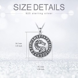 ONEFINITY Viking Dragon Necklace 925 Sterling Silver Dragon Pendant Viking Jewelry Gifts for Women Men
