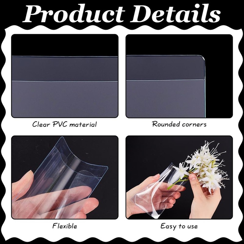 FINGERINSPIRE Pack of 50 Plastic Sleeves for Boutonniere Bags Transparent