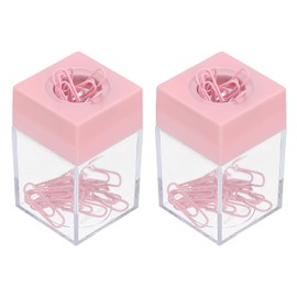 PATIKIL Magnetic Paper Clip Holder Dispenser, 2 Pcs Large Capacity Paper Clip Organizers with Magnetic Top for Desk Supplies, Office, Classroom, Home, Pink