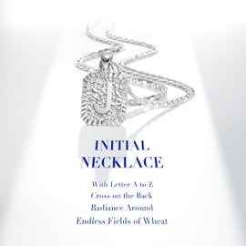 Initial Necklaces for Women and Men, White Gold Plated Letter A-Z Pendant With Stainless Steel Figaro/Rope/Cuban Chain, Cross Letter Necklace for Christmas Birthday Religious Gifts (D, Silver)