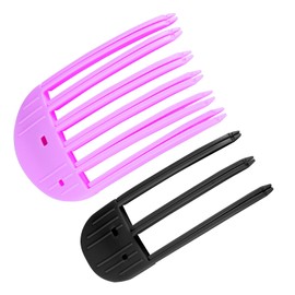 2pcs Wind Shaping Styling Combs for Fluffy Bangs, 3-Tooth & 6-Tooth Instant Hair Root Volumizing Lifting Clips Easy High Crown Volume Tools for Women's Natural Voluminous Looks (Black, Purple)