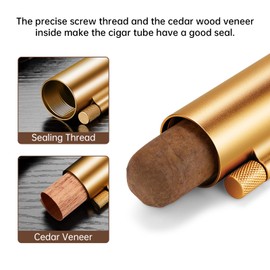 CIGARLOONG 5-in-1 Cigar Tube with Double Size Cigar Punch & Cigar Twin Nubber & Cigar Holder & Cigar Draw Enhancer, Portable Moisting Multifunctional Alloy Tube for Cigar Lovers (Silver)