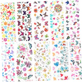 Vaguelly 10 Rolls Floral Nail Art Stickers Easy Apply Manicure Transfer Decals for for Parties and Events
