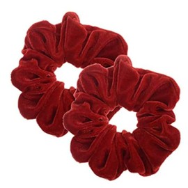 Pack of 2 Large Women Hair Bobbles Velvet Hair Scrunchies Rubber Bands Colourful Elastic Hair Bands for Girls Women Hair Accessories (Red)