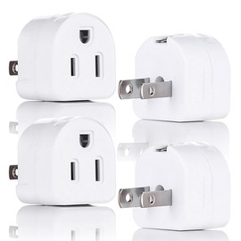 SYCON 2 Prong to 3 Prong Adapter, Multi Plug Outlet Extender Splitter, 2 Prong Outlet Adapter for USA Wall Plugs for Household Appliances, Travel, Type A, 4-Pack