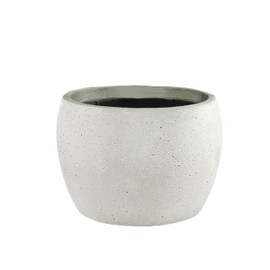 Serene Spaces Living Sandora White Low Round Planter – Handcrafted Texture, Indoor/Outdoor Use, Weather-Resistant Garden & Patio Décor, Sandstone Planter, 12" Diameter & 8.5" Tall