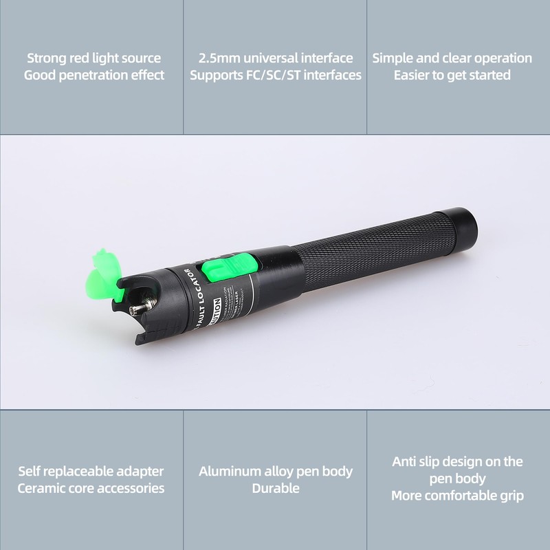 Aluminum Pen Type Fiber Optical Cable Source Tester VFL Visual